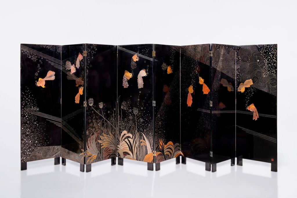 View full screen - View 1 of Lot 35. Jean Dunand, “Fond Marin” Eight-Panel Screen.