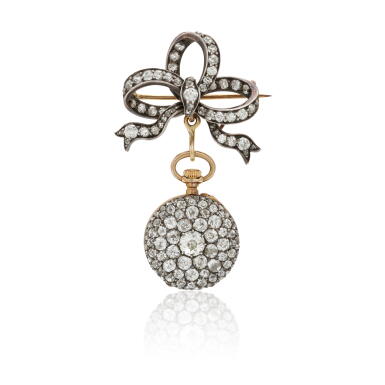 View full screen - View 1 of Lot 1019. A jewelled gold convertible pocket-watch and brooch, Noirmont, late 19th to early 20th century.