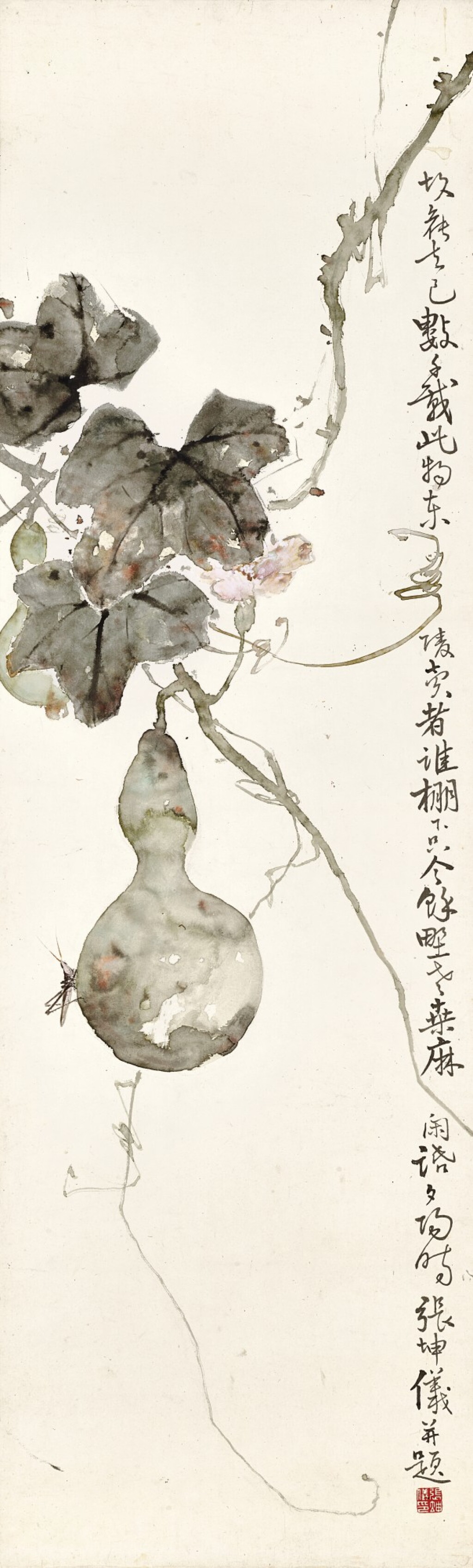 View full screen - View 1 of Lot 2637. Zhang Kunyi 張坤儀 | Cricket and Gourd 葫蘆草蟲.