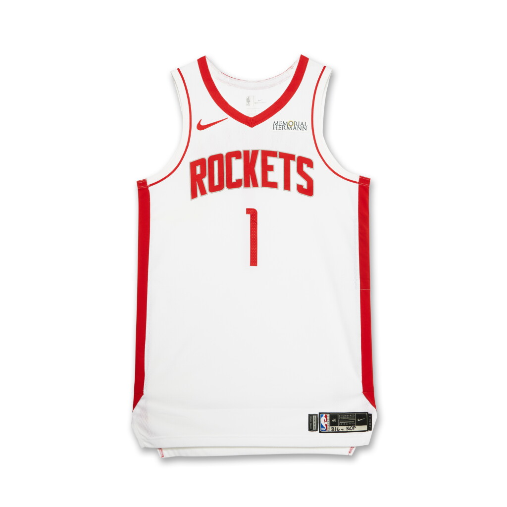 View full screen - View 1 of Lot 25. Amen Thompson Houston Rockets 2024-2025 Game Worn Association Edition Jersey | Double-Double.