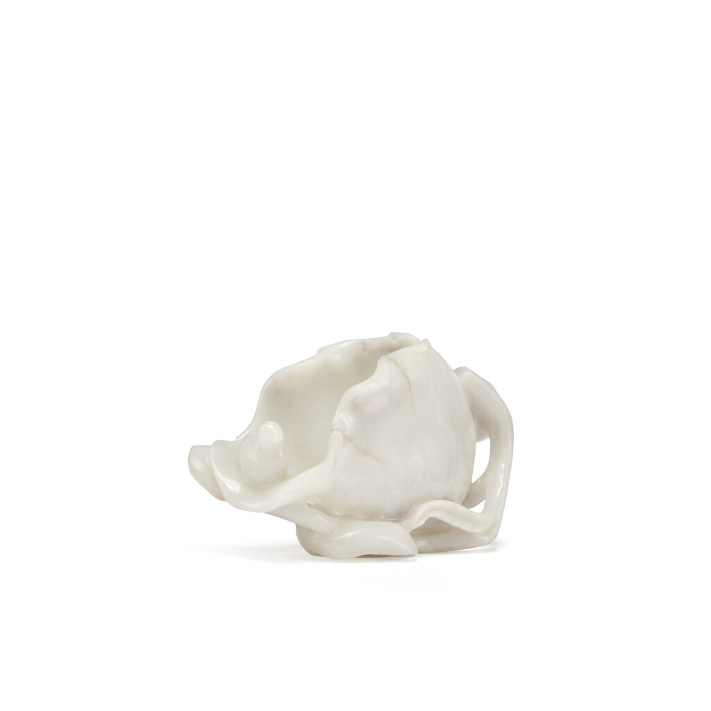View full screen - View 1 of Lot 51. A white jade lotus-form water coupe, Qing dynasty, 19th century.