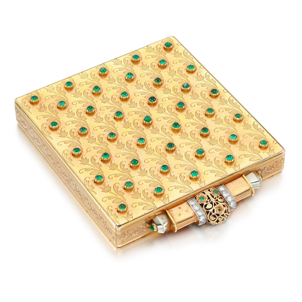 View full screen - View 1 of Lot 55. Boucheron | Emerald and diamond compact, 1940s .
