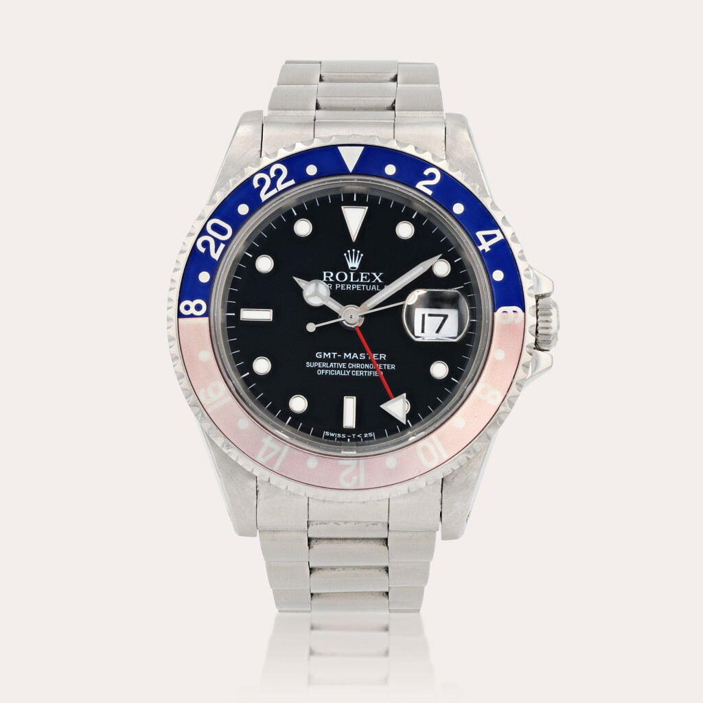 View full screen - View 1 of Lot 417. GMT-Master 'Pepsi', reference 16700 Montre bracelet en acier avec deux fuseaux horaires et date | Stainless steel dual time zone wristwatch with date and bracelet Vers 1995 | Circa 1995.