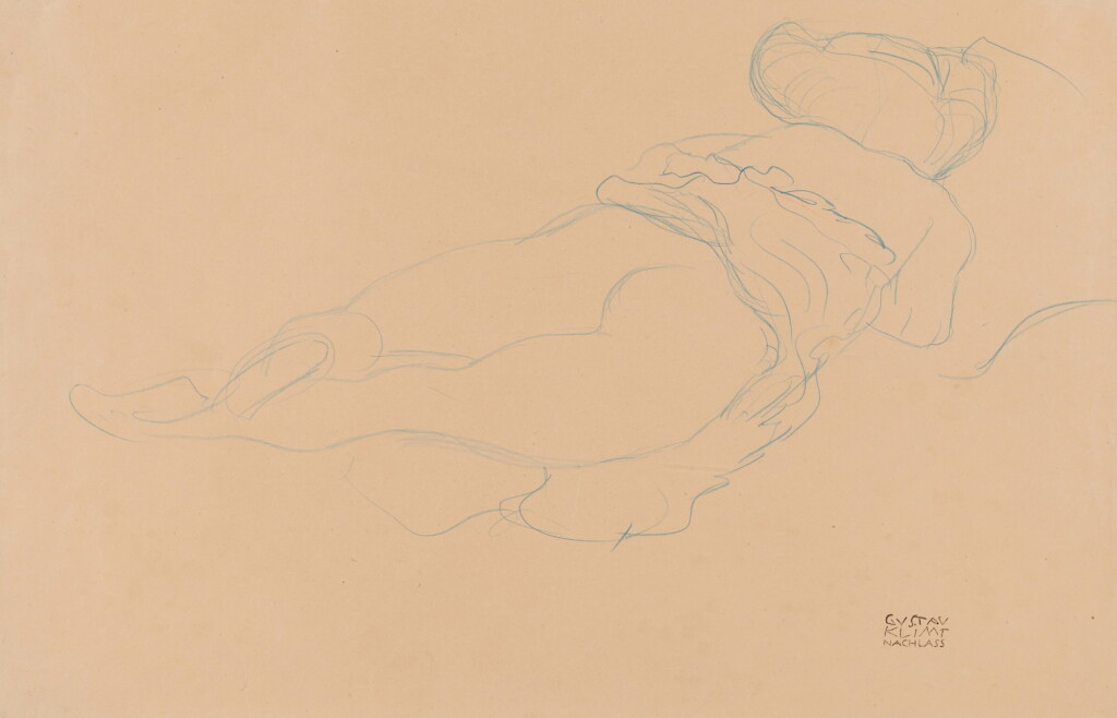 View full screen - View 1 of Lot 43. Auf dem Bauch liegender Halbakt nach rechts (Semi-nude Lying on her Stomach turned to the Right).
