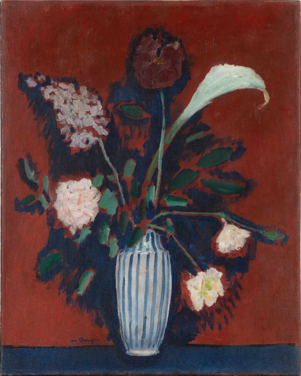 View full screen - View 1 of Lot 238. L'Arum ou Bouquet de fleurs au vase rayé.