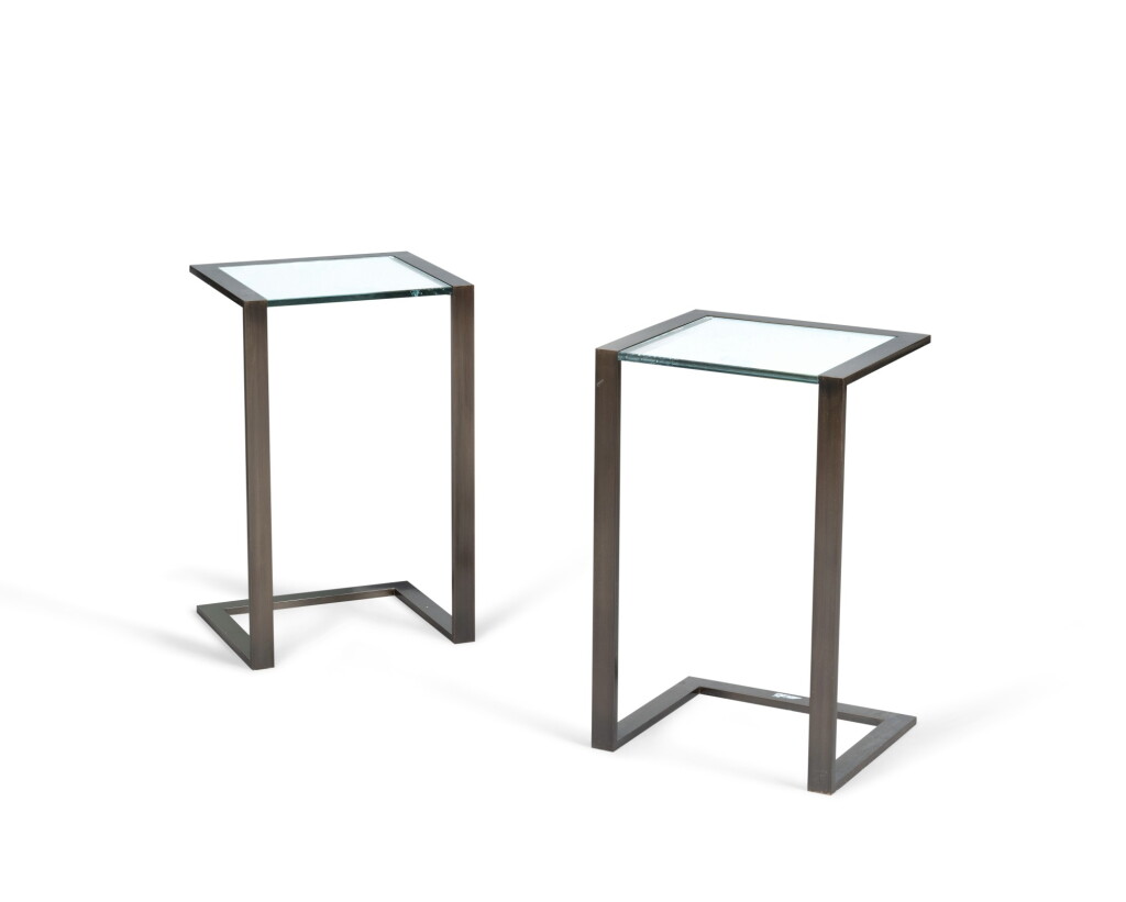 View full screen - View 1 of Lot 2082. XXth century work, Pair of side tables, circa 2000 | Travail du XXe siècle, Paire de tables de chevet, vers 2000.