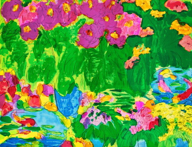 View full screen - View 1 of Lot 869. Walasse Ting 丁雄泉 | Peaches and flowers 桃和鮮花.