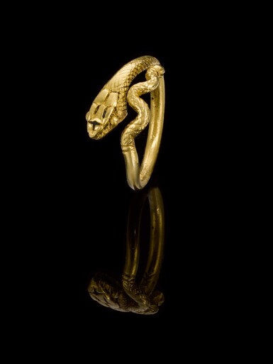 View full screen - View 1 of Lot 1. A ROMAN GOLD SNAKE RING, CIRCA 1ST CENTURY A.D..
