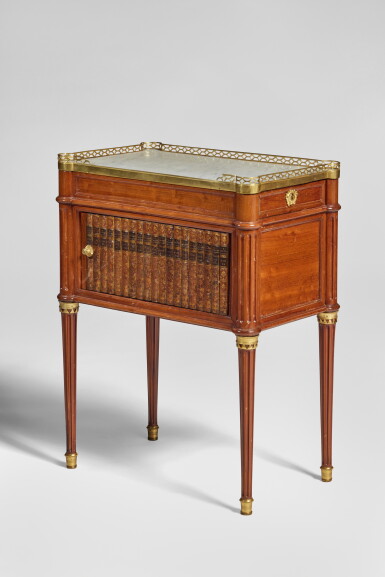 View full screen - View 1 of Lot 159. A Louis XVI Gilt Bronze Mounted Mahogany Table de Chevet by Etienne Avril, Circa 1780.