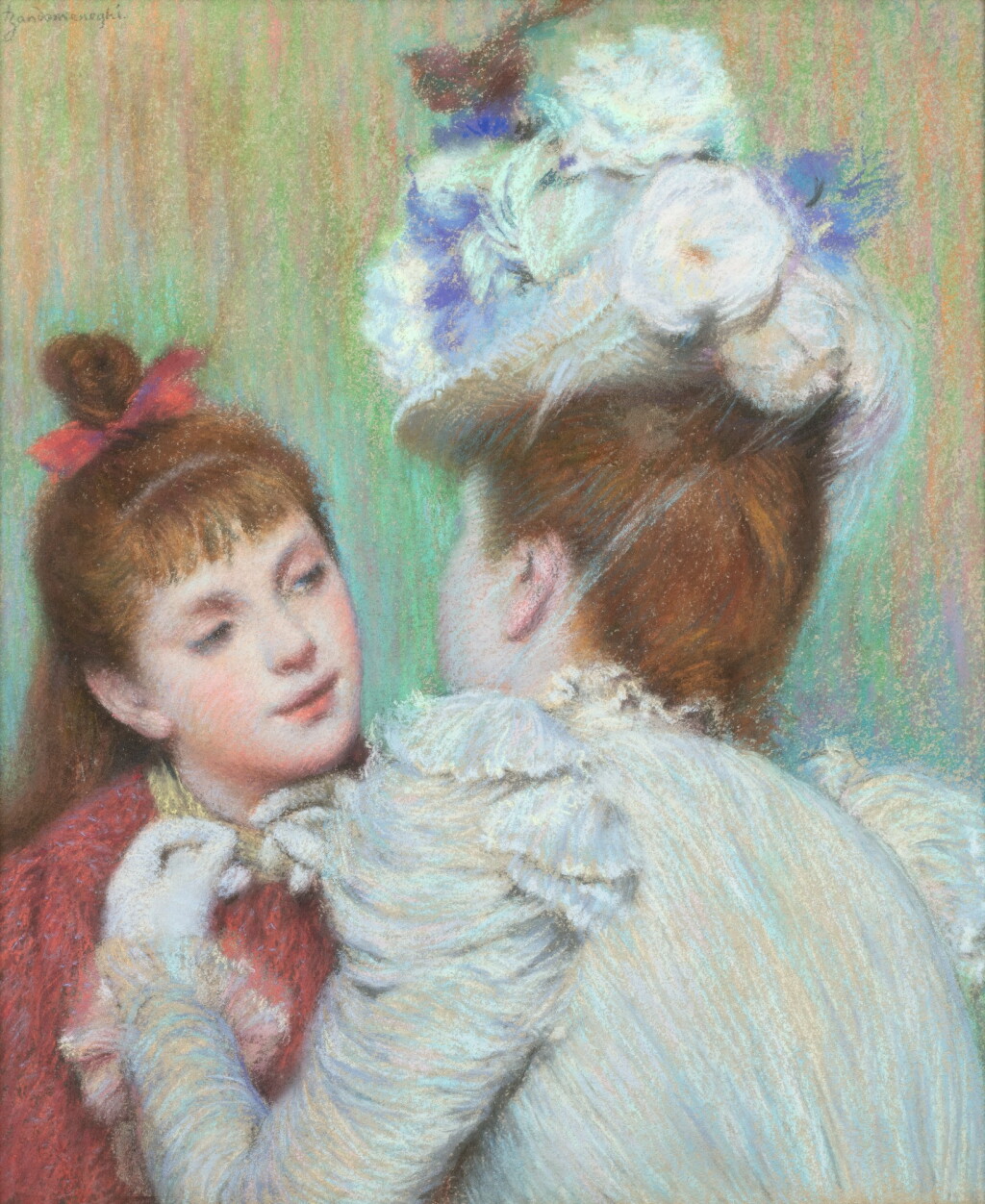 View full screen - View 1 of Lot 6. FEDERICO ZANDOMENEGHI | Fille attachant un ruban .