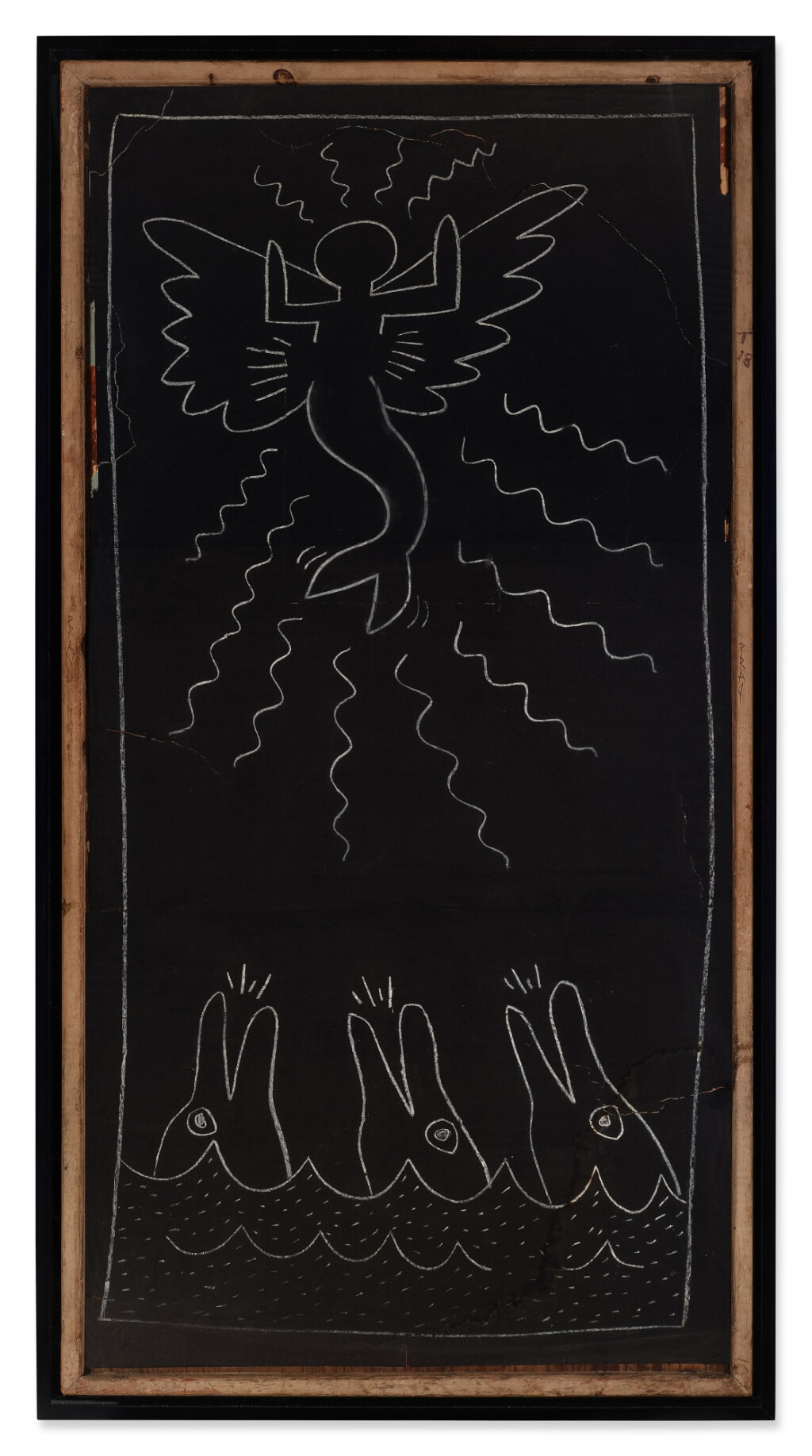View full screen - View 1 of Lot 314. Untitled (Mermaid-Angel and Three Dolphins).