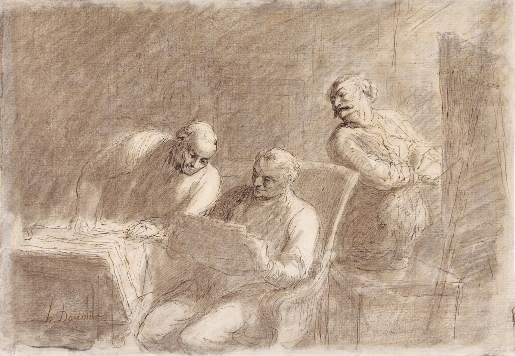 View full screen - View 1 of Lot 49. An artist and two connoisseurs in a studio.