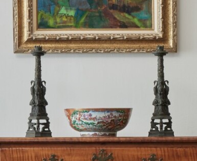 View full screen - View 1 of Lot 11. A Pair of Italian Neoclassical Patinated Bronze Figural Candlesticks, Attributed to Giuseppe Boschi (1766-1821), Rome, Late 18th/Early 19th Century.