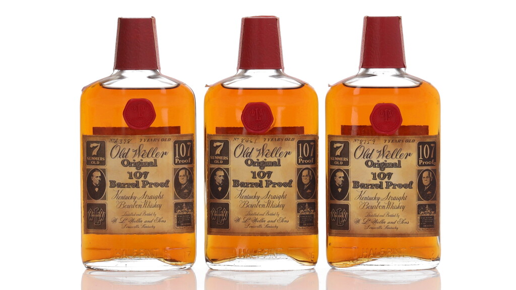 View full screen - View 1 of Lot 1285. Old Weller Original 107 7 Year Old 107 Proof NV (3 Bottles Half-Pint).