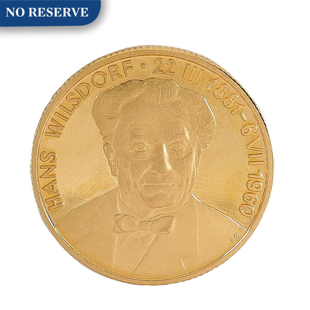 View full screen - View 1 of Lot 8022. Rolex | A yellow gold coin, Made to commemorate the 100th anniversary of Hans Wilsdorf's birth, Circa 1981 | 勞力士 | 黃金錢幣,為紀念漢斯・威爾斯多夫誕辰100週年而製,約1981年製.