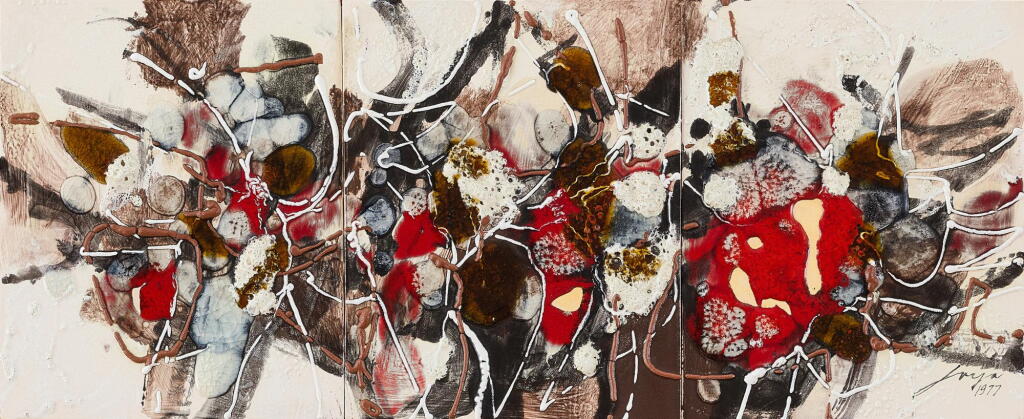 View full screen - View 1 of Lot 6208. Jose Joya 荷西·荷雅 Untitled (triptych) 無題(三聯屏).