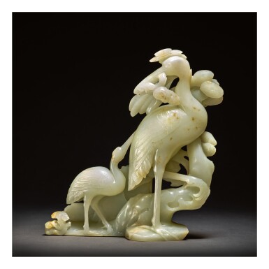 View full screen - View 1 of Lot 244. A LARGE WHITE JADE 'CRANE' GROUP, QING DYNASTY, 18TH / EARLY 19TH CENTURY.