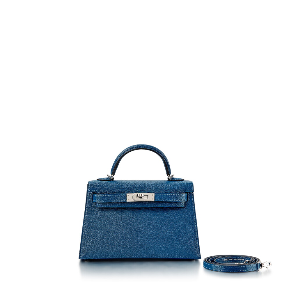 View full screen - View 1 of Lot 8377. Deep Blue Chevre Mini Kelly II 20 Palladium Hardware, 2021.