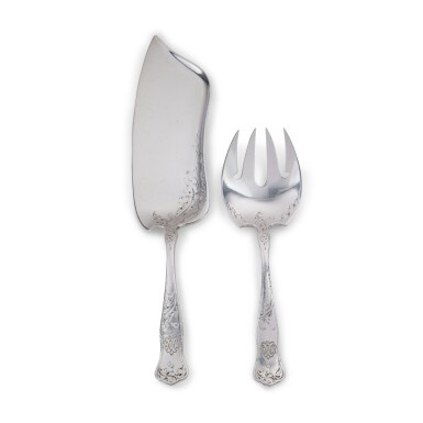 View full screen - View 1 of Lot 536. An American Silver 'Martelé' Fish Slice and Fork, Gorham Mfg. Co., Providence, Rhode Island, 1913.