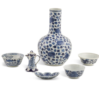 View full screen - View 1 of Lot 116. A group of six blue and white wares, 19th / 20th century | 十九 / 二十世紀 各式青花瓷一組六件.