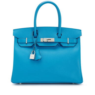 View full screen - View 1 of Lot 125. Bleu Zanzibar Epsom Birkin 30 Palladium Hardware, 2018 .