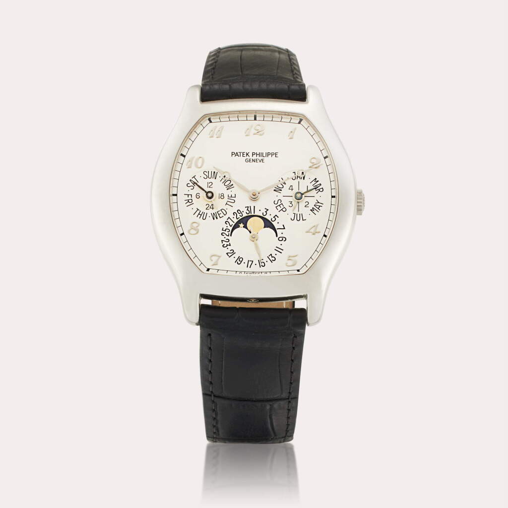 View full screen - View 1 of Lot 35. Reference 5040P | A platinum perpetual calendar wristwatch with moon phases, 24-hour and leap year indication, Made in 1994 .