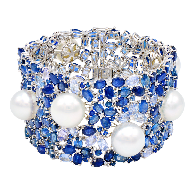 Cultured Pearl, Sapphire And Diamond Bracelet Available For