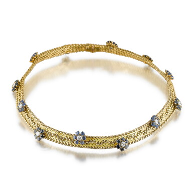 View full screen - View 1 of Lot 287. Mauboussin | Collier saphirs et diamants | Sapphire and diamond necklace.