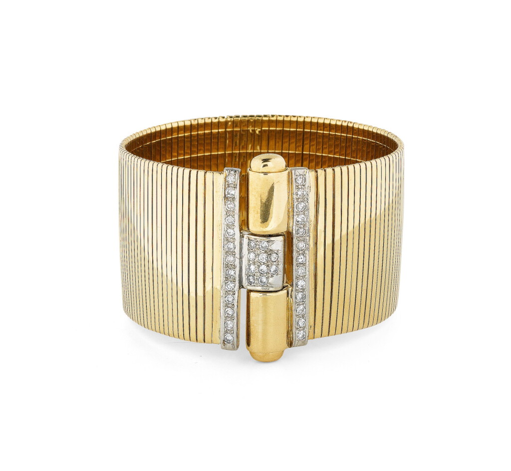 View full screen - View 1 of Lot 39. Bracelet or et diamants | Gold and diamond bracelet.