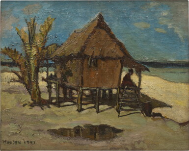 View full screen - View 1 of Lot 2011. Yong Mun Sen 楊曼生 | Hut on Beach 海灘上的小屋.