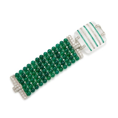 View full screen - View 1 of Lot 460. Chalcedony, Rock Crystal and Diamond Bracelet.