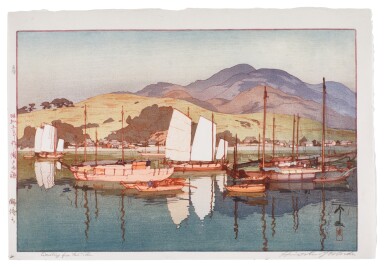 View full screen - View 1 of Lot 122. Yoshida Hiroshi (1876-1950) | Waiting for the Tide (Shio-machi) | Showa period, 20th century.