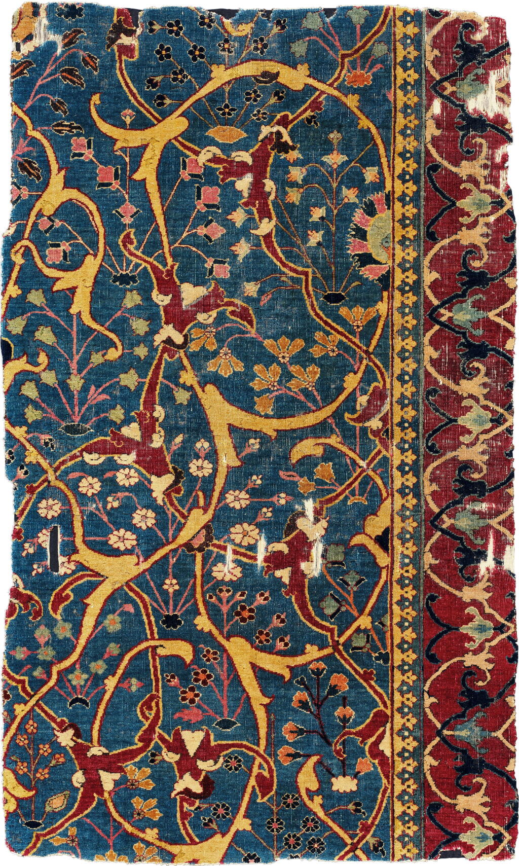 View full screen - View 1 of Lot 17. The Bernheimer Safavid 'Vase'-Technique Carpet Fragment, probably Kirman, Southeast Persia, circa 1600.