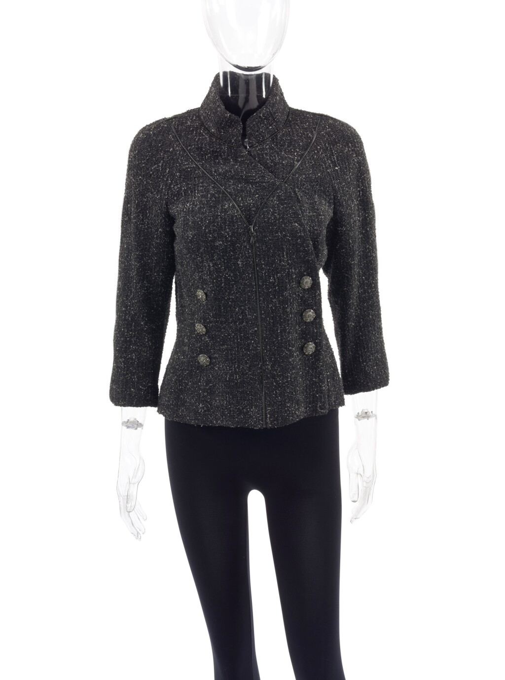 View full screen - View 1 of Lot 81. CHANEL | GREY EMBELLISHED JACKET .