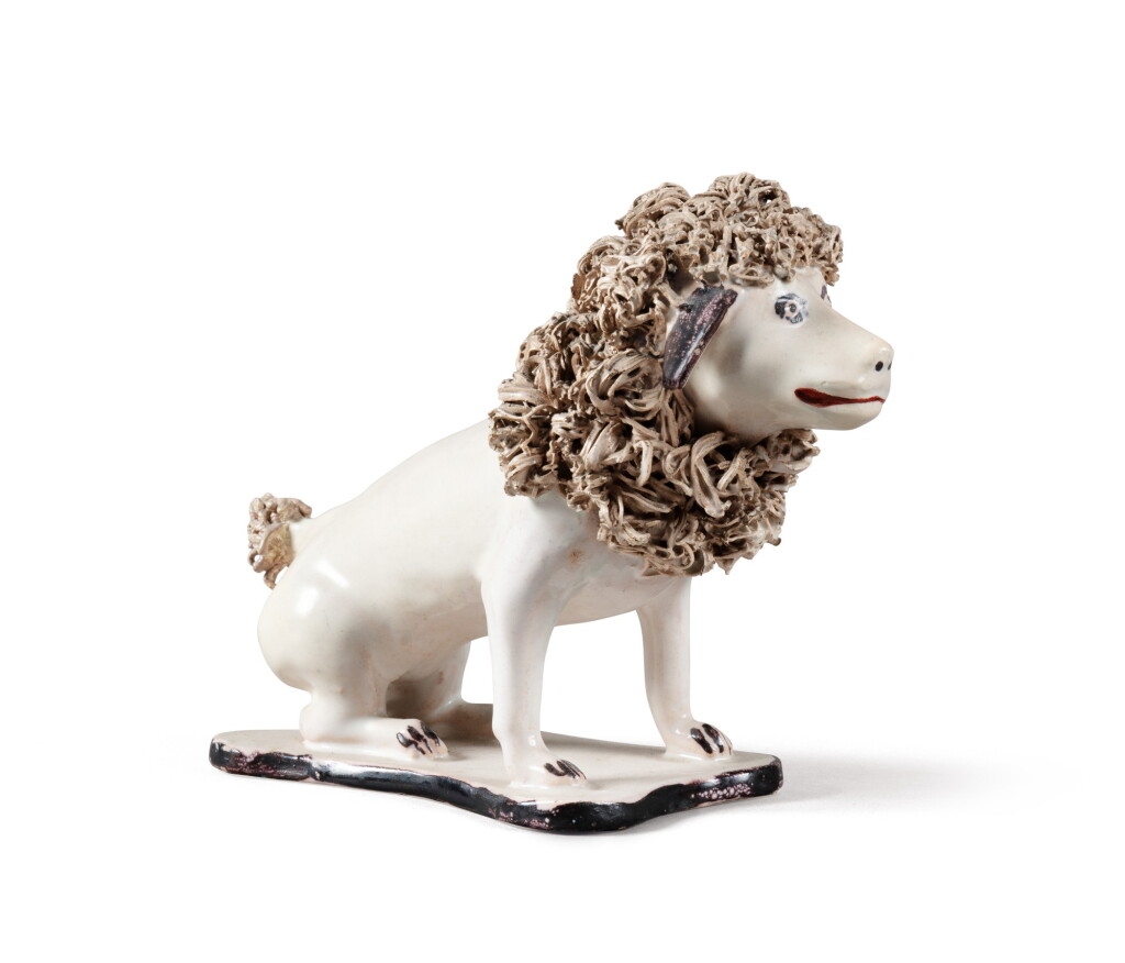 View full screen - View 1 of Lot 73. An European faience model of a lion, probably Brussels, early 19th century.