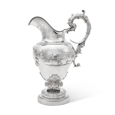 View full screen - View 1 of Lot 160. An American Silver Presentation Pitcher of Railroad Interest, William Forbes & Son, New York, Retailed By Marquand & Co., Circa 1835.
