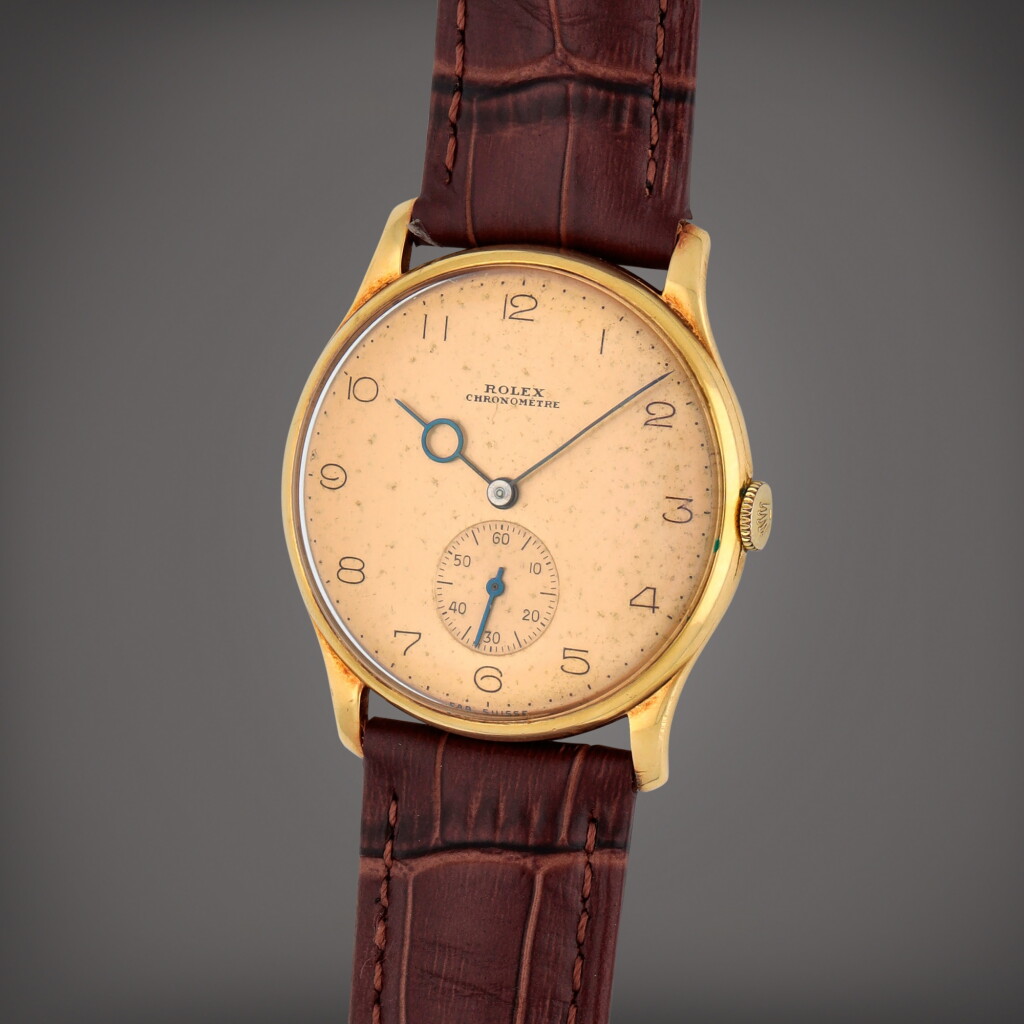 View full screen - View 1 of Lot 391. Reference 3540 | A pink gold wristwatch | Circa 1938.