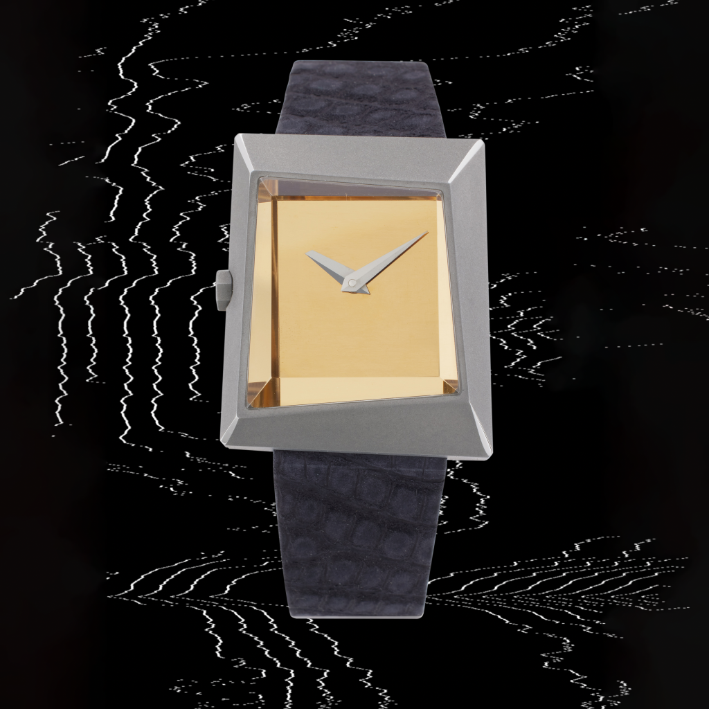 View full screen - View 1 of Lot 49. B/2 AREA 51 | A sandblasted stainless steel asymmetrical wristwatch | Made as a Pièce Unique for Sotheby’s in 2025 .