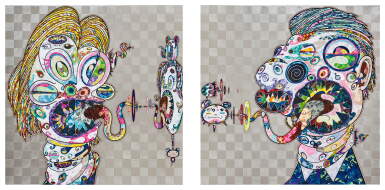 View full screen - View 1 of Lot 1129. Takashi Murakami 村上隆 | Homage to Francis Bacon (Study for Head of Isabel Rawsthorne and George Dyer) 培根致敬:伊莎貝爾‧羅斯與喬治‧戴爾頭像習作.