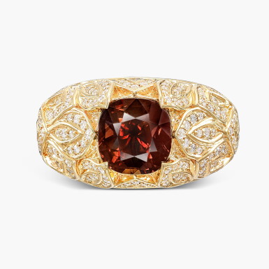 View full screen - View 1 of Lot 1309. Alexandrite and Diamond Ring | 4.14克拉 天然 未經處理亞歷山大變色石 配 鑽石 戒指 .