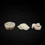 A group of three jade carvings, Ming or earlier to Qing dynasty, 19th century 明或更早至清 玉雕一組三件