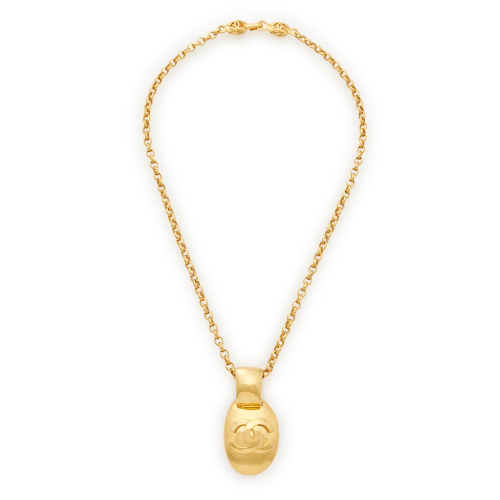 View full screen - View 1 of Lot 63. Gold Metal CC Pendant Chain Necklace, 1997.