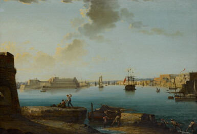 View full screen - View 1 of Lot 123. Malta, a view of the Fort St. Angelo and the Grand Harbor at Valletta.