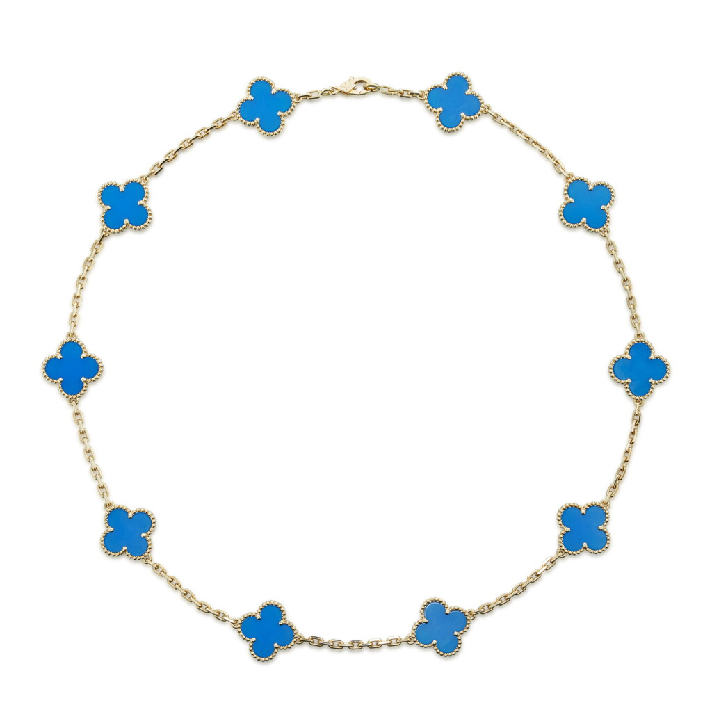 View full screen - View 1 of Lot 1812. ‘Vintage Alhambra’ Blue Agate Necklace | 梵克雅寶 | ‘Vintage Alhambra’ 藍色瑪瑙 項鍊.