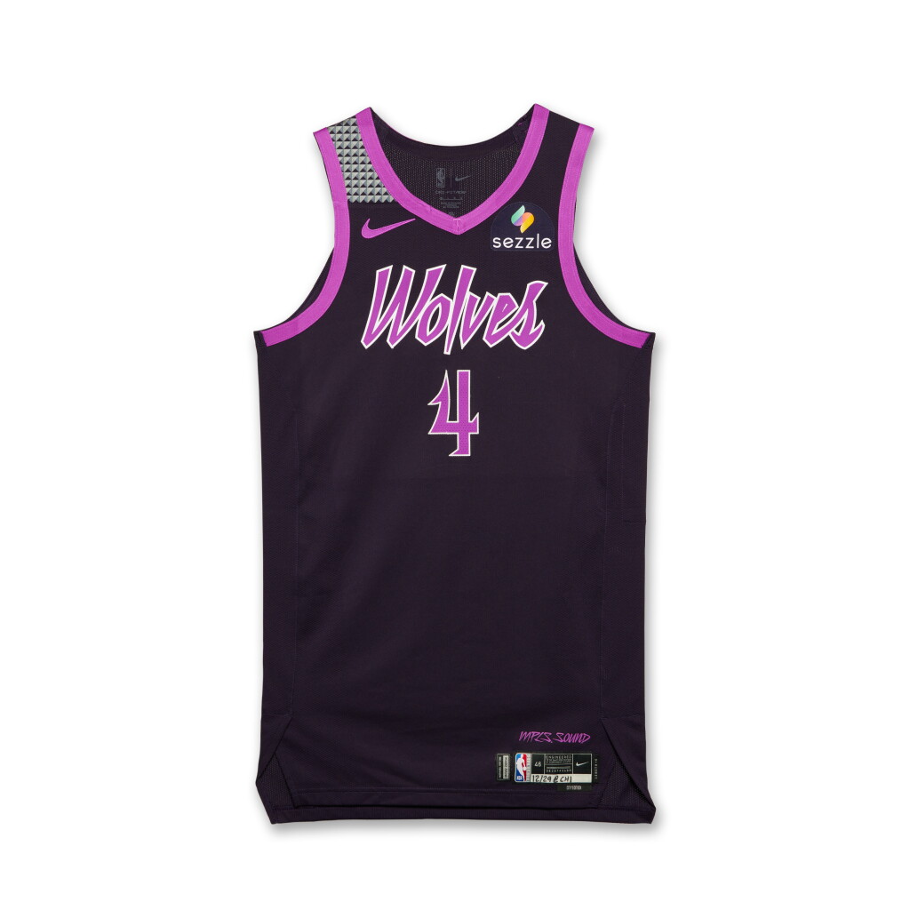 View full screen - View 1 of Lot 52. Rob Dillingham Minnesota Timberwolves 2025-2026 Game Worn City Edition Jersey.