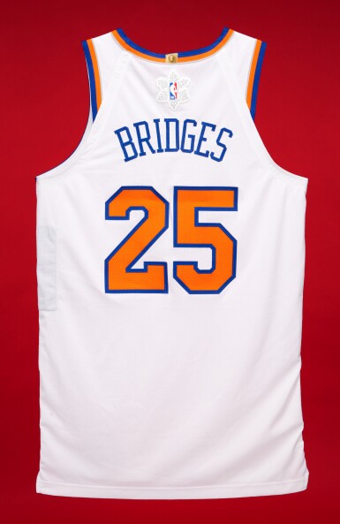 View full screen - View 1 of Lot 24. Mikal Bridges ‘Christmas Day’ New York Knicks 2025-2026 Game Worn Association Edition Jersey .
