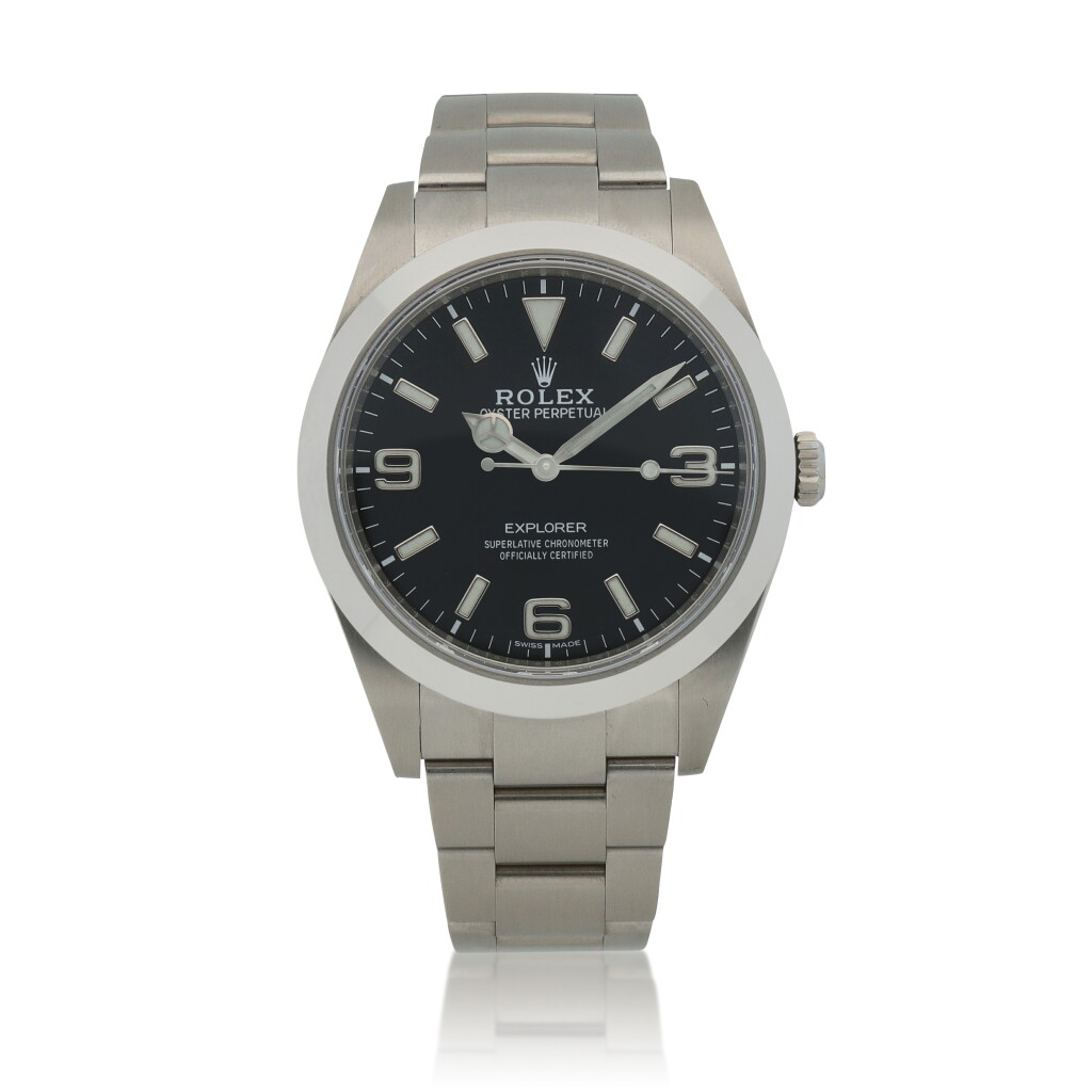 View full screen - View 1 of Lot 639. Explorer, Ref. 214270 Stainless steel wristwatch with bracelet Circa 2020.