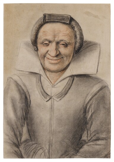 View full screen - View 1 of Lot 250. Portrait of an old woman smiling.