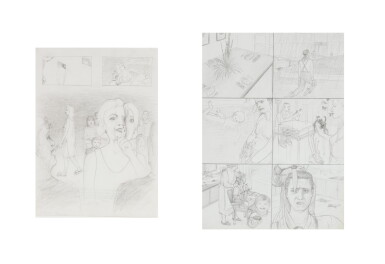 View full screen - View 1 of Lot 503. JIM SHAW | DREAM DRAWINGS (AT METRO PICTURES MARNIE HAD INSTALLED...) + (DREAM DRAWING (WE GO TO A PUBLIC ART SPACE...) (2).