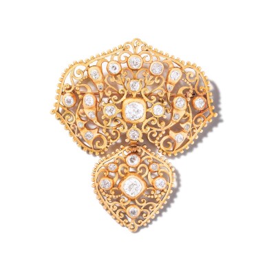 View full screen - View 1 of Lot 220. Broche diamants | Diamond brooch.
